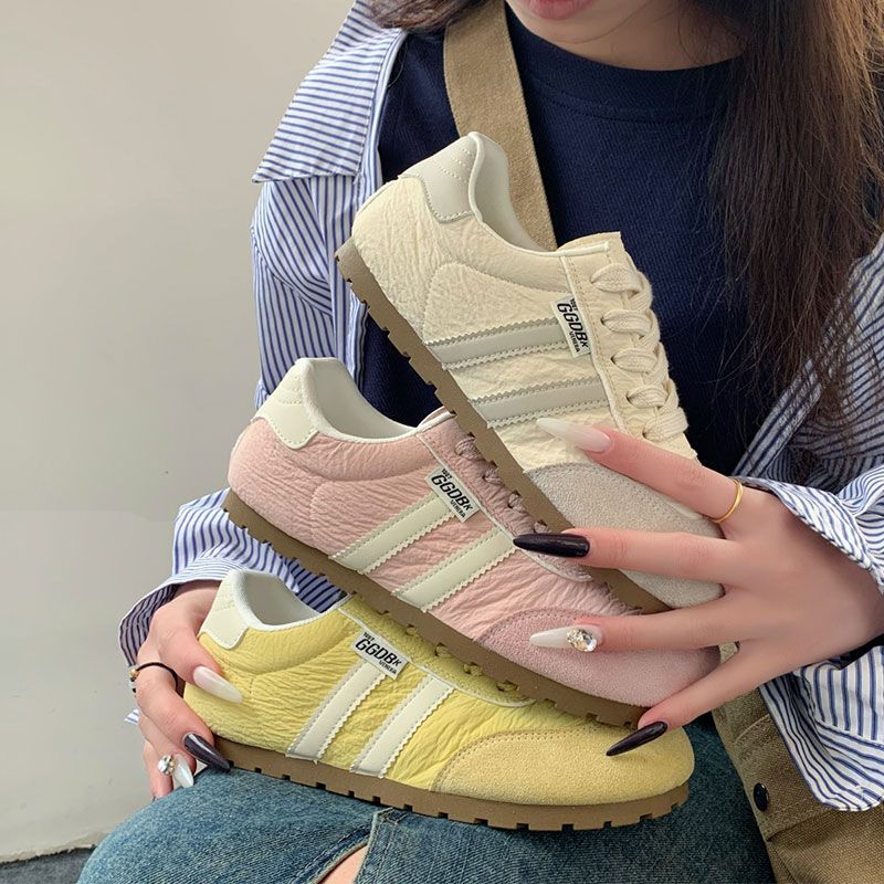 Damen Sneaker Retro Sportlich Leder Schuhe