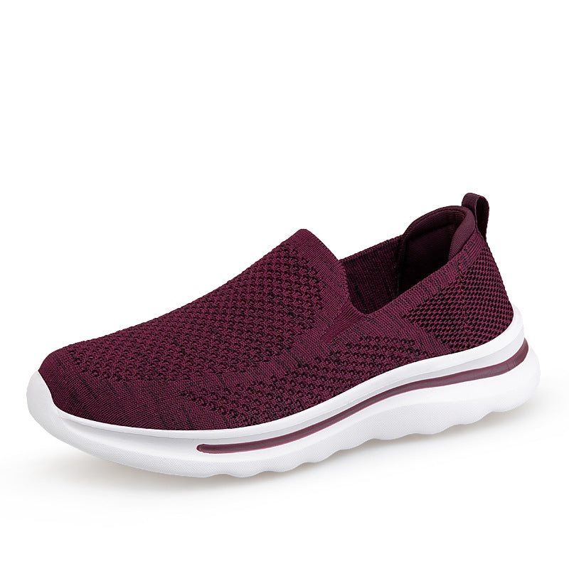 Damen Sneaker Bequem Atmungsaktiv Strick Oberteil Sportlich