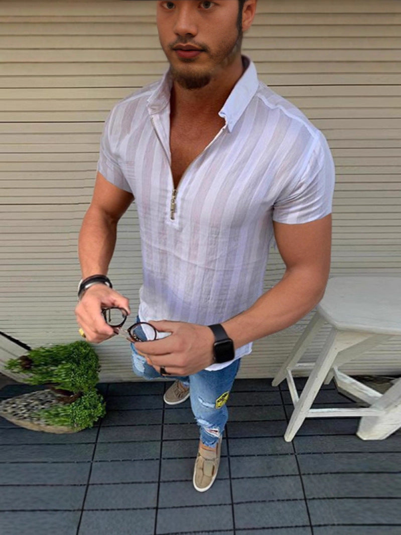Männer Kurzarmhemd Modern Streifen Elegант