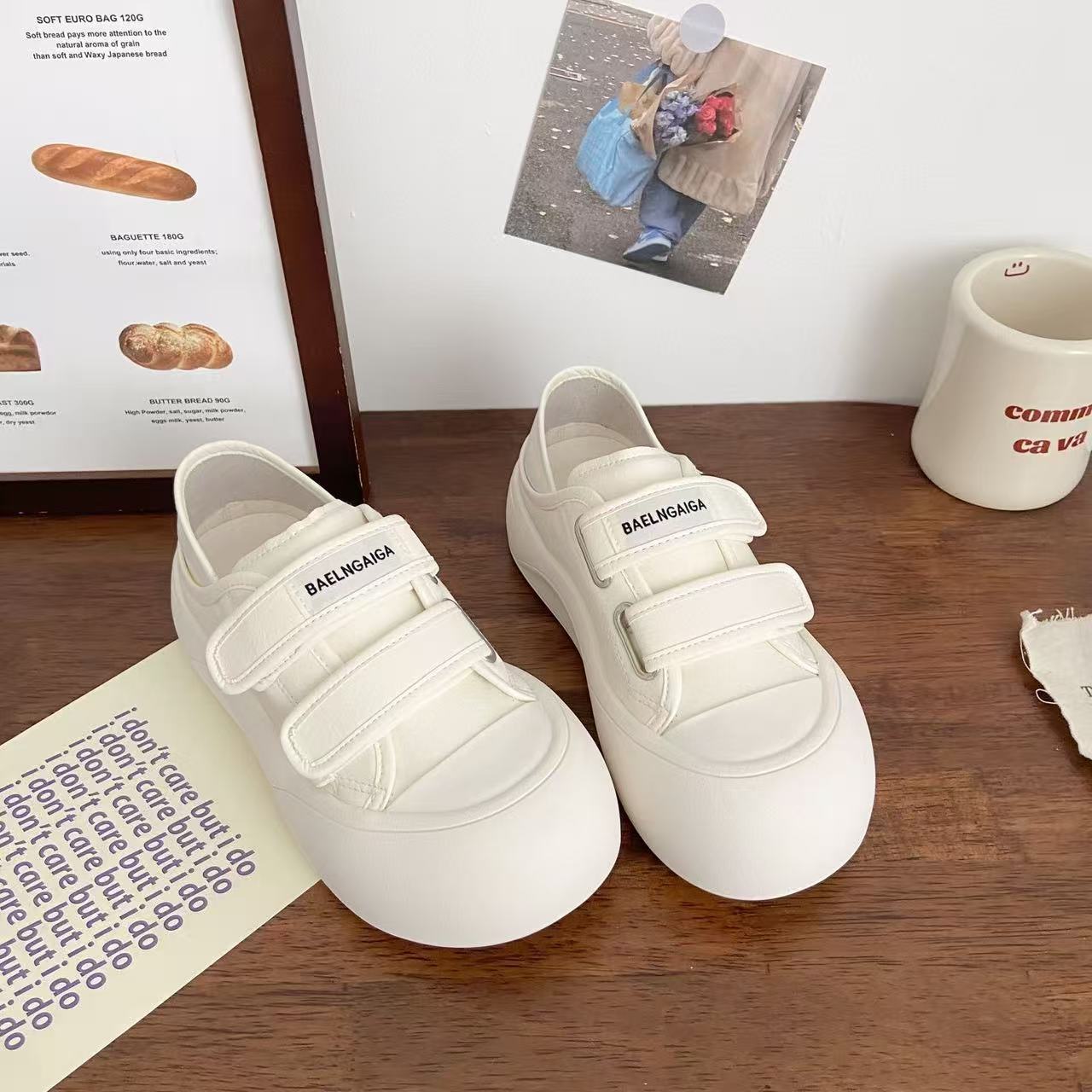 Damen Sneaker Slip On Bequem Klettverschluss Dämpfend