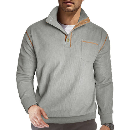 Herren Pullover Stehkragen mit Brusttasche Bequem