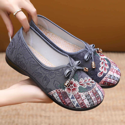 Damen Ballerinas Bequem Elastisch Floral - BerlinGlamour