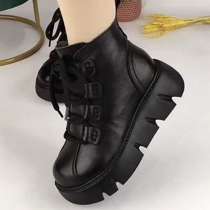 Damen Stiefelette Warm Schnürstiefeletten Mit Robuster Sohle