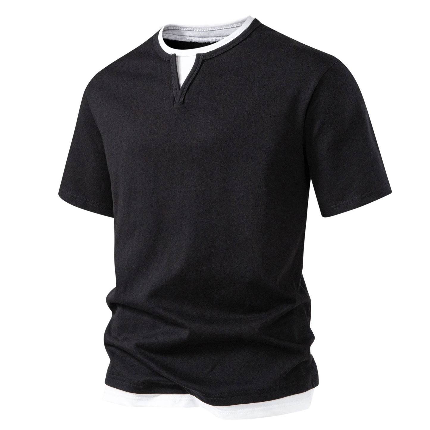 Herren Kurzarmshirt Modern Stehkragen Slim Fit