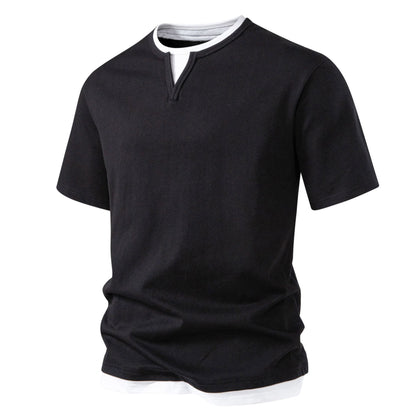 Herren Kurzarmshirt Modern Stehkragen Slim Fit