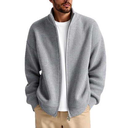 Herren Strickjacke Warm Hochkragen Reißverschluss