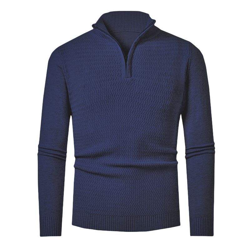 Herren Strickpullover Modern mit Reißverschluss und Wellenmuster