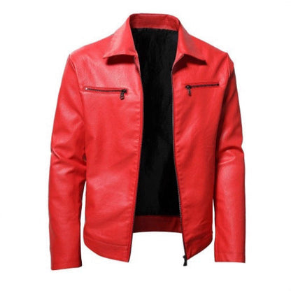 Lederjacke Herren Modern Bikerstil Reißverschluss