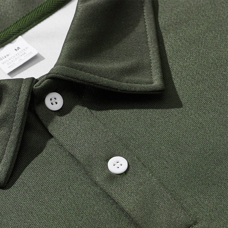 Herren Langarm-Polo Sportlich Modern Kontrastärmel