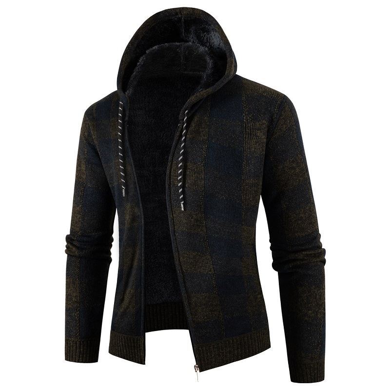 Herren Kapuzenjacke Modern mit Weichem Futter Schwarz
