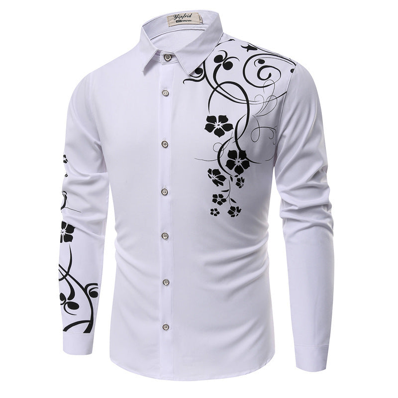 Herren Langarmhemd Blumenmuster Modern Berlin Style - BerlinGlamour