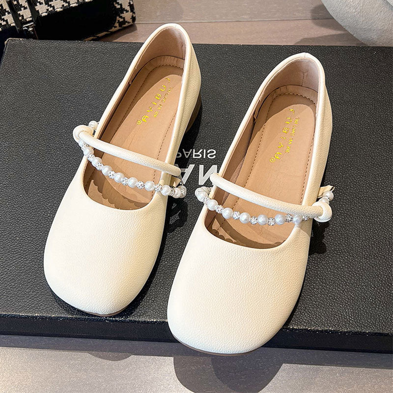 Damen Ballerinas Elegantes Design Perlen Detail