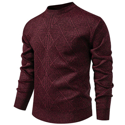 Herren Strickpullover Fein Strukturiert Rundhals