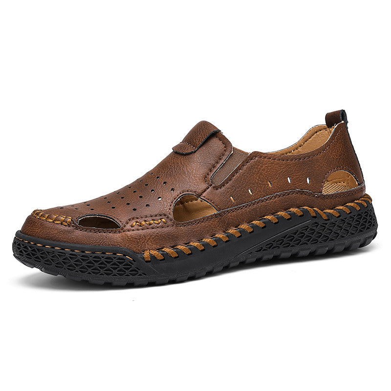 Herren Leder Sandalen Atmungsaktiv Sommer