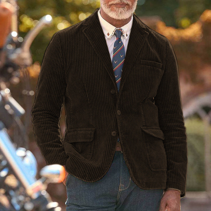 Herren Kordjacke Strukturiert Modern