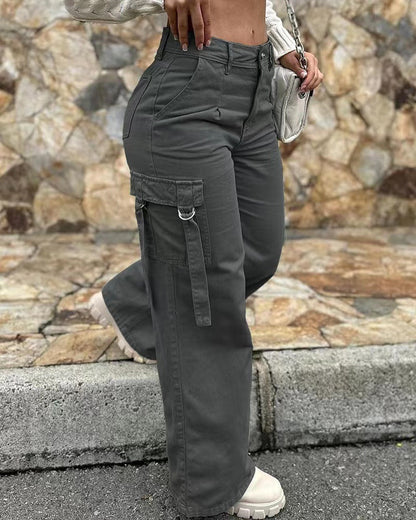 Damen Cargo-Hose Bequem Weite Passform Praktisch