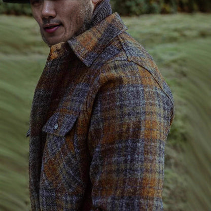 Herren Flanelljacke Gemustert mit Taschen Warm