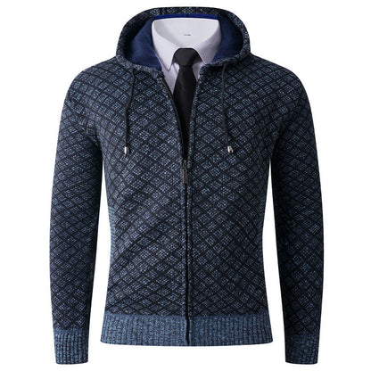 Herren Kapuzenjacke Elegant mit Muster Schwarz