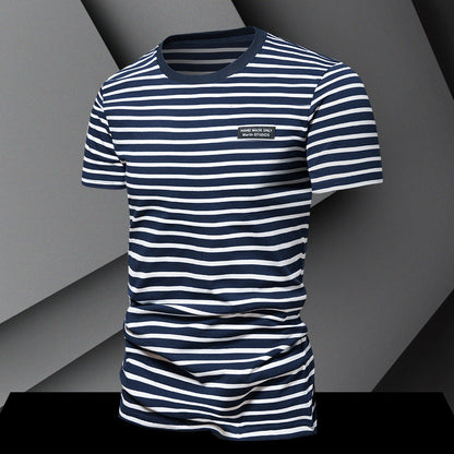 Herren T-Shirt Gestreift Relaxed Fit Casual - BerlinGlamour