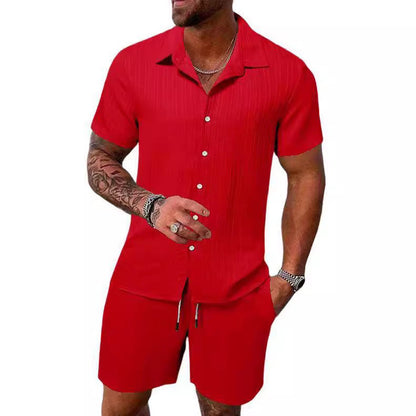 Herren Kurzarm Set Sportlich Modern Struktur