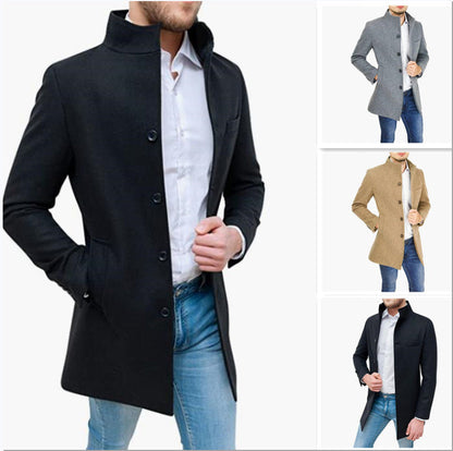 Herren Mantel Elegant Winter Melton Mantel Schwarz