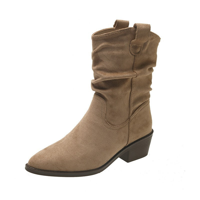 Damen Cowboy-Stiefel Mit Blockabsatz Komfortabel