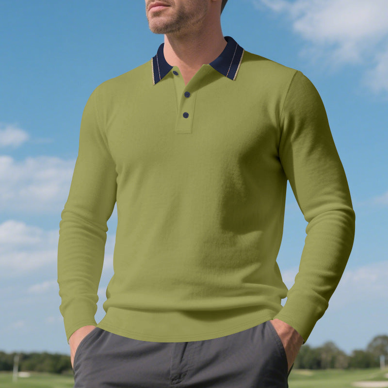 Herren Poloshirt Langarm Moderner Kragen Berlin Style