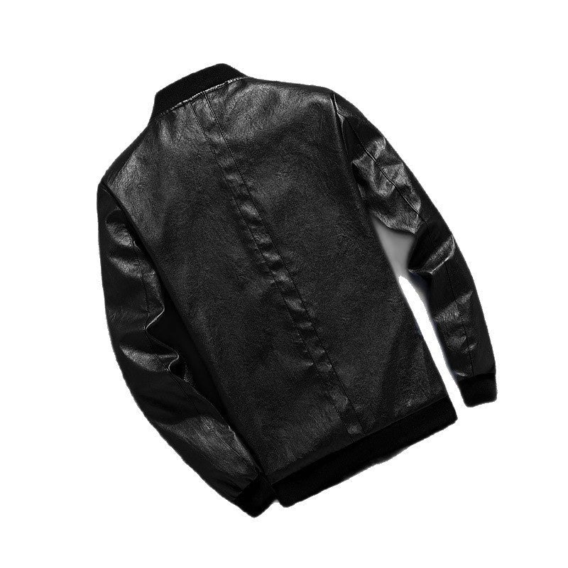 Herren Lederjacke Modern mit Taschen Schwarz Bikerstil