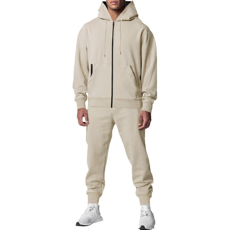 Herren Fleece-Set Sportlich Kapuze Taschen