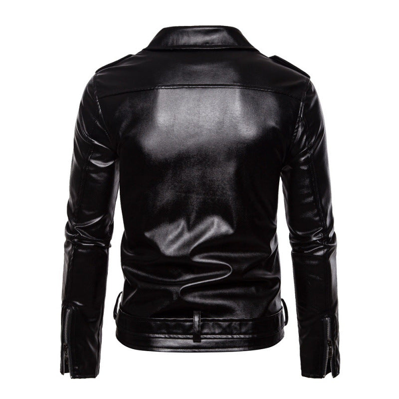 Herren Lederjacke Bikerstil Asymmetrisch Robust