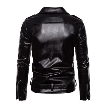 Herren Lederjacke Bikerstil Asymmetrisch Robust