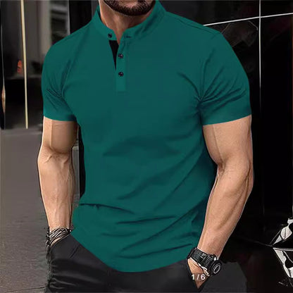 Herren Polohemd Kurzarm Elegantes Stehkragen