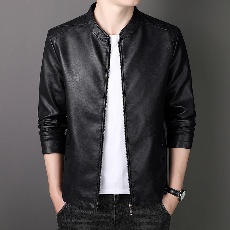 Herren Lederjacke Modern Geschnitten Schwarzes Kunstleder - BerlinGlamour