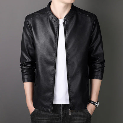 Herren Lederjacke Modern Geschnitten Schwarzes Kunstleder - BerlinGlamour