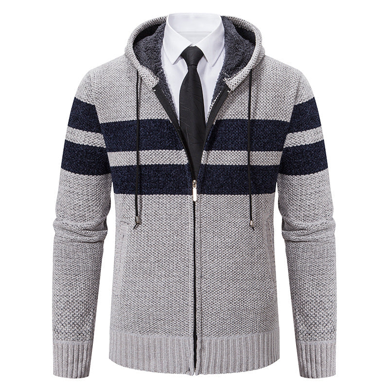 Herren Kapuzenpullover Modern Fleece Innenführung Reißverschluss - BerlinGlamour