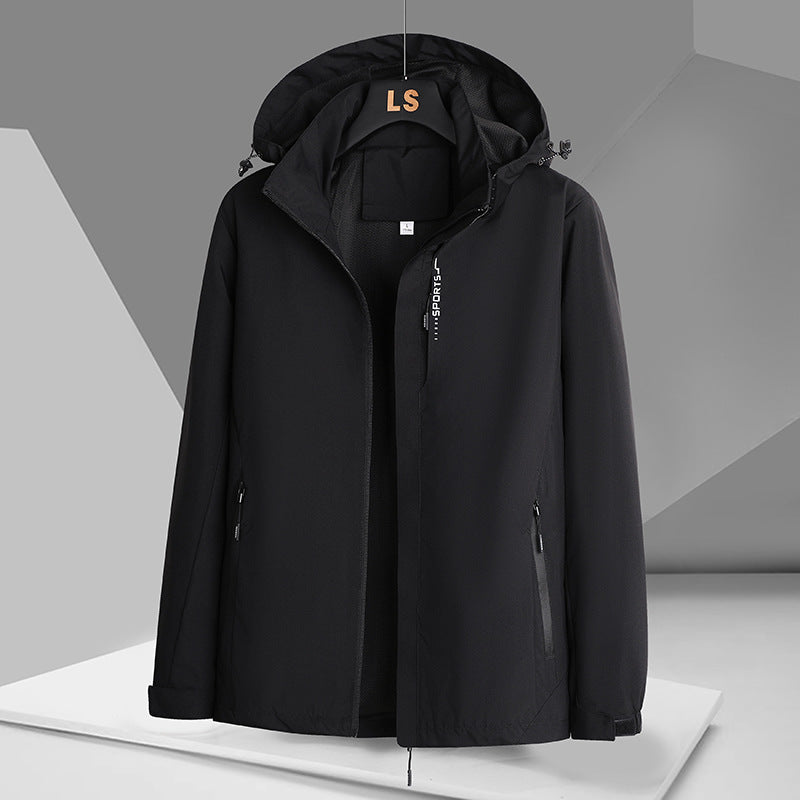 Herren Outdoorjacke Wasserdicht Verstellbare Kapuze Sportlich