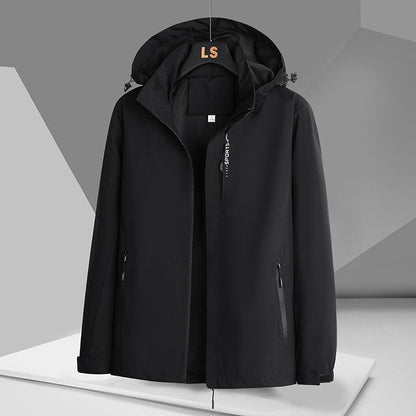 Herren Outdoorjacke Wasserdicht Verstellbare Kapuze Sportlich
