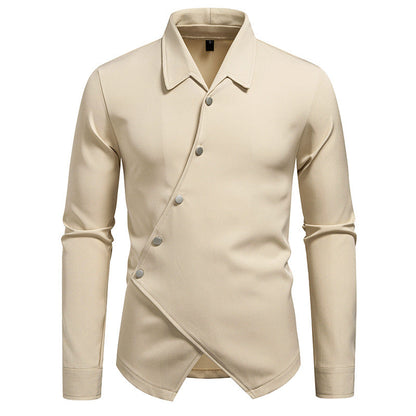 Herren Hemd Baumwolle Moderner Schnitt Asymmetrisch