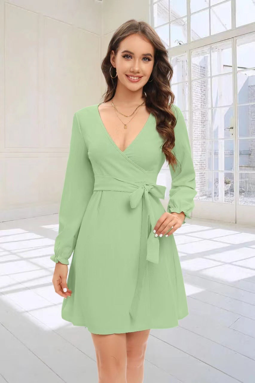 Damen Wickelkleid Voluminöse Ärmel Modern Heidi Chic