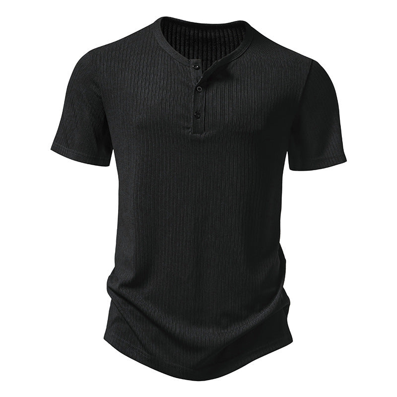 Herren Kurzarm-Shirt Modern mit Knöpfen und Struktur-Oberfläche