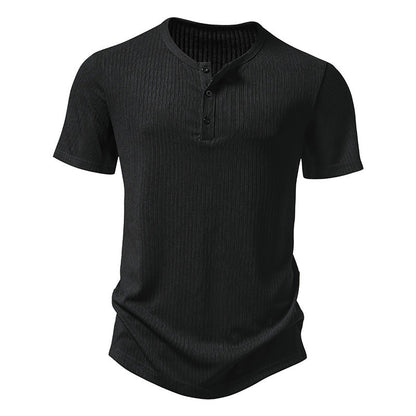 Herren Kurzarm-Shirt Modern mit Knöpfen und Struktur-Oberfläche