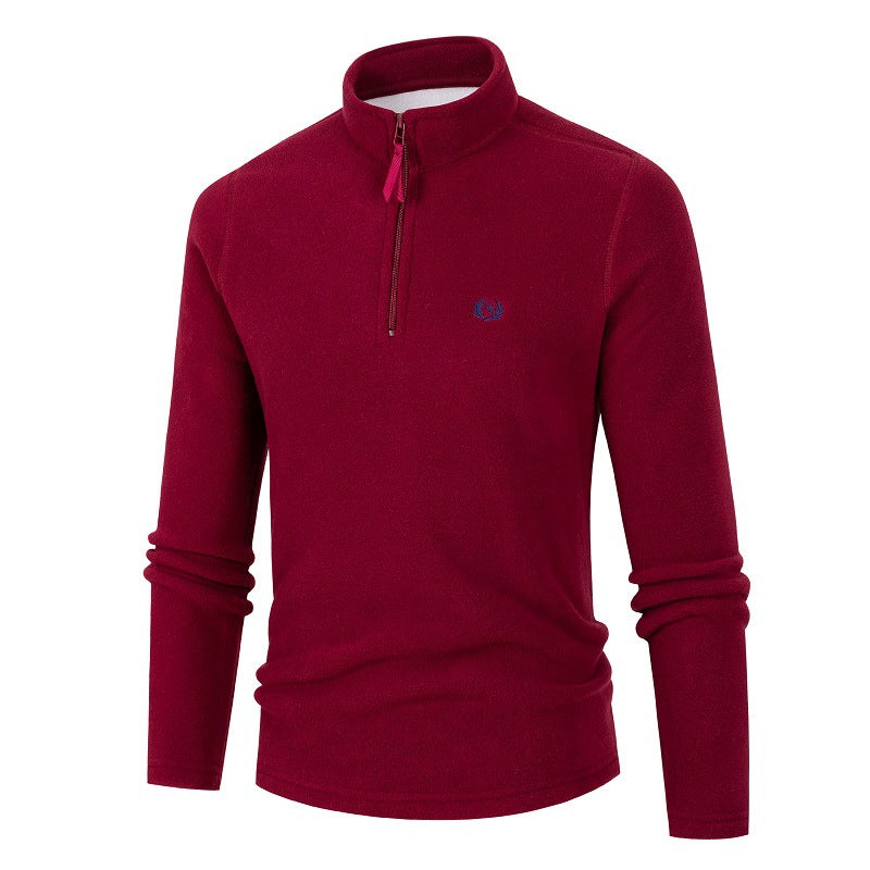 Herren Fleece Pullover Stehkragen Reißverschluss Sportlich Warm