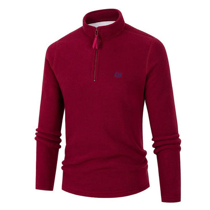 Herren Fleece Pullover Stehkragen Reißverschluss Sportlich Warm