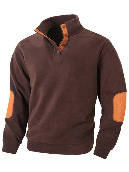 Herren Fleece Pullover Bequem Kragen Kontrastbesatz Modern