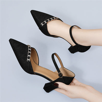 Damen Slingback Pumps Elegante Glitzer Schuhe