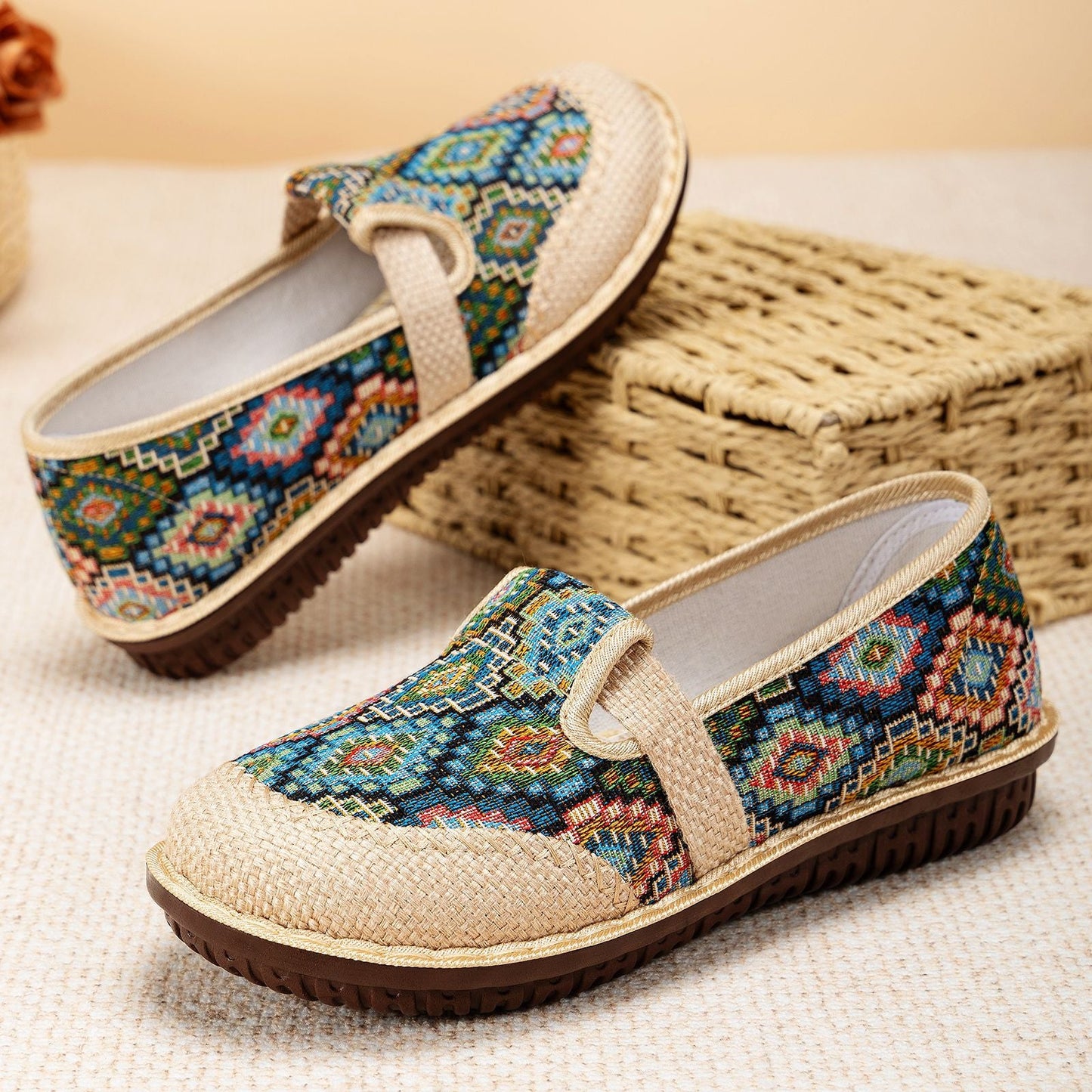 Damen Slip-On Schuhe Gemustert Elastisch Bequem
