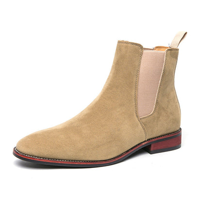 Damen Chelsea Stiefel Weiches Wildleder Elastisch Schwarz