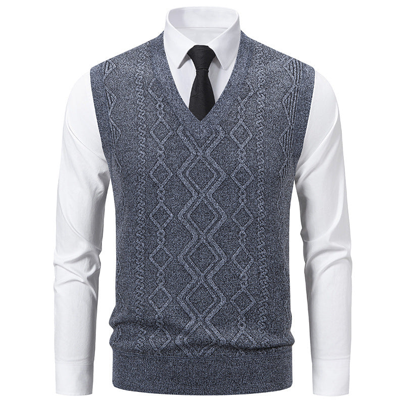 Herren Strickpullover V-Ausschnitt Struktur_optimiert