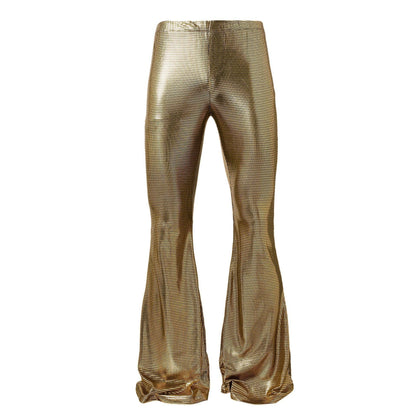 Herren Partyhose Glänzend Weites Bein Mesh Design