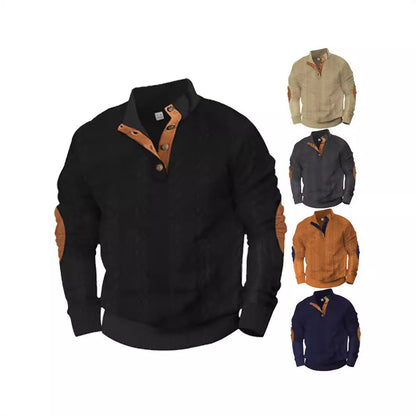 Herren Pullover Strukturiert Leder Akzente Modern - BerlinGlamour